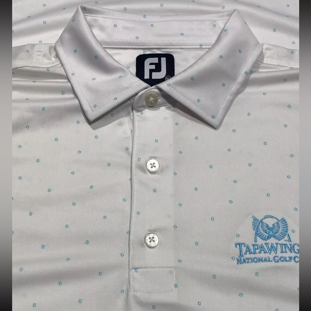 EUC FootJoy Mini FJ Golf Shirt Polo White Tapawingo National Golf Club Size XL